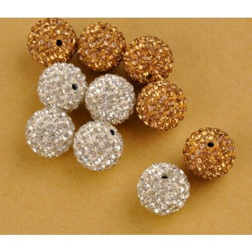100pcs 14mm Rhinestones Crystal Pave Clay Round Disco Ball Spacer Beads Fashion Jewelry Spacers for Bracelet Necklace Making DIY