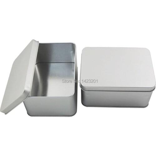 2 Pcs / Lot Height 65mm Tinplate Iron Tin Storage Case Square Container Small Box Nickel