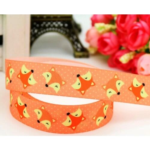 7/8'' Free shipping fox printed grosgrain ribbon headwear hair bow diy party decoration wholesale OEM 22mm B1441