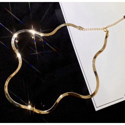 YUNLI Real 18K Gold Necklace Simple Blade Chain Design Pure AU750 Adjustable Chain for Women Fine Jewelry Gift NE001