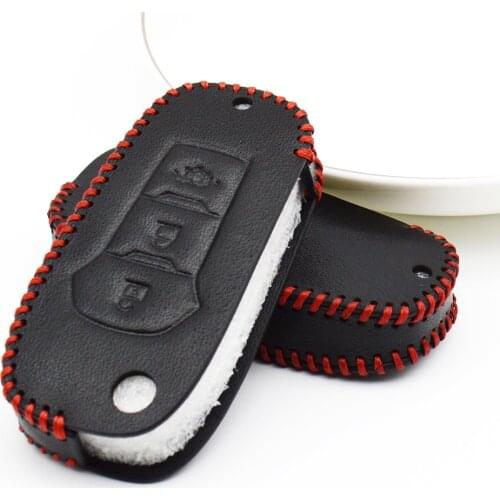 Genuine Leather Car Smart Key Case Cover For Ford Mondeo MK3 MK4 Escort Focus 2 ST Fiesta Mk7 C S Max Ranger Ka Kuga 2 Key Fob