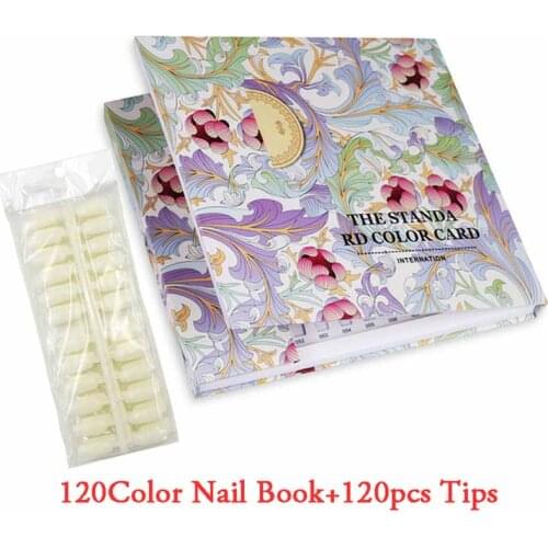 120/160/216 Nail Display Book Tips Leather Cover Gel Polish Display Chart with False Tips Showing Shelf Nail Colour Display