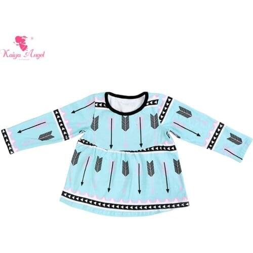 2017 Kaiya Angel Long Cotton Wholesale Sleeve Splice Solid Stripe Print Shirt Girls Boys Top T shirt Girls ClothesKids Clothes