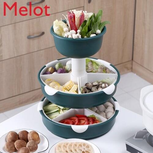 Hotpot Platter Rotating Frame Hot Pot Basket Multifunctional Rotating Large Hot Pot Drain Basket Fruit Vegetable Cleaning Basket