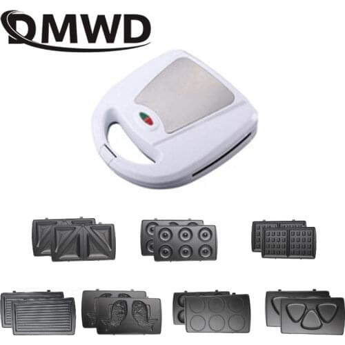 DMWD Multifunction Electric Egg Waffle Maker Muffin Pancake Donut Cake Machine Iron Baking Pan 4 Changeable Plates 750W EU US