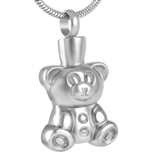 IJD8657 Never Fade Stainless Steel Bear Cremation Pendant Hold Pet Ashes Keepsake Memorial Urn Necklace Jewelry For Children