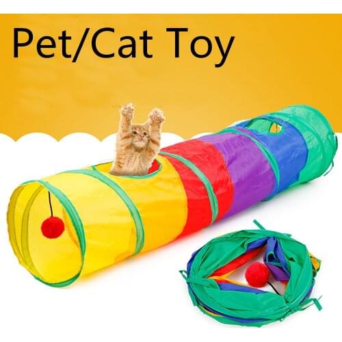 Nice Pet Tunnel Cat Printed Green Crinkly Kitten Tunnel Toy With Ball Play Fun Polyester Cloth Chat Toys