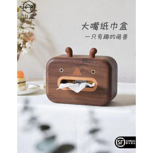 Nordic Square Wooden Tissue Box Holder Nordic Car Toilet Wood Retro Retro Animal Servilletero Tissue Boxes BY50TB