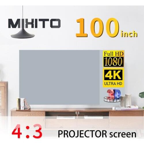 MIXITO 4:3 Projector Anti-light Screen 100 Inch 1080P HD Foldable Portable Projection Movies Office Home Cinema Indoor Outdoor