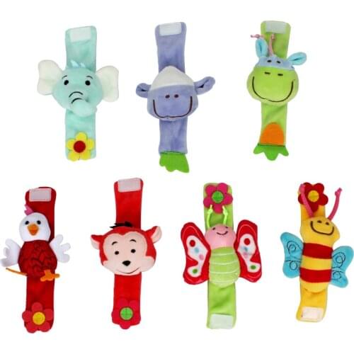 Infant Toddler Animal-shaped Wrist Rattle Soft Wrist Strap Infant Educational Baby Toy for Boys Girls Sensory Toys KF181