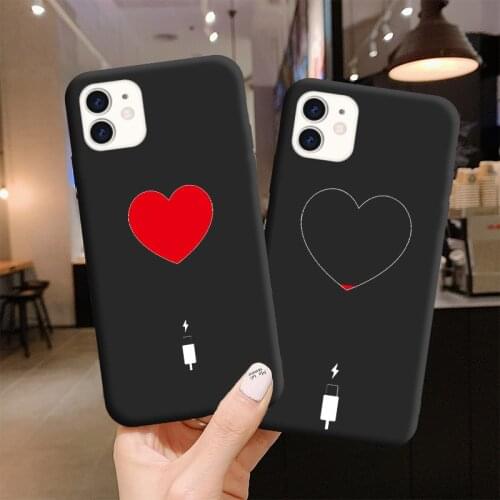 Charge Heart Phone Case For iphone 6s 7 8 Plus SE 2020 11 12 Pro Max X XS MAX XR Soft Silicone Couple Charging Love Cover Fundas
