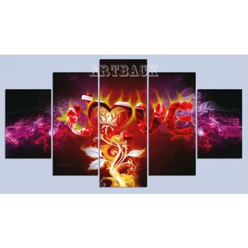 5pcs icon diamond painting heart flower home decoration full square drill rhinestone mosaic 3D diamond embroidery landscape