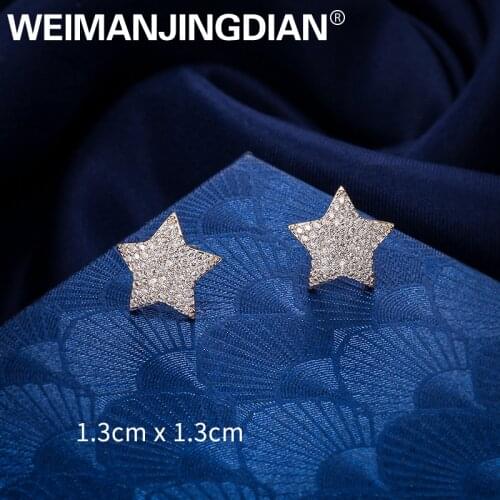 WEIMANJINGDIAN New Arrival Sparkling Cubic Zirconia CZ Zircon Crystal Star Stud Earrings for Women or Girls