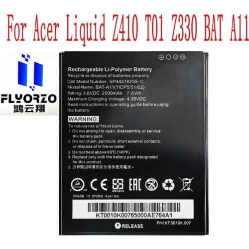 NEW High Quality 2000mAh BAT-A11 Battery For Acer Liquid Z410 T01 Z330 BAT A11 Mobile Phone