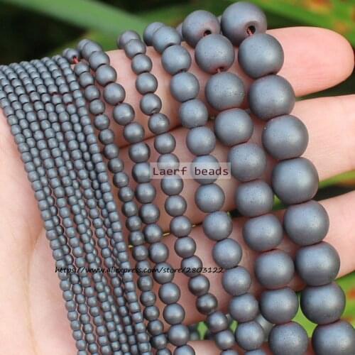 Very Shining ! Natural Hematite Frost/Matte Round 2-10mm Loose beads, For DIY Jewelry making