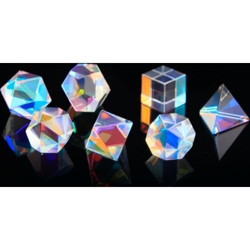 7pcs Light Prism Photo Ornaments Seven Rainbow Color Crystal Valentines Day Girlfriend Gift Seven-piece Suit Optical Glass