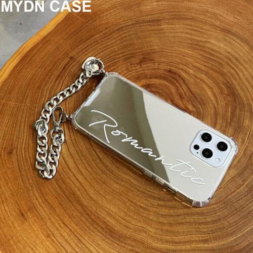 Hand Strap Chain Mirror Phone Cases for iPhone 12 Pro Max Xr Xs 11 Pro Max 7 8 Plus SE 2020 X Cover Simple Hard Fitted Case Capa