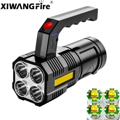4 LED Super Bright Portable Lamp Rechargeable Flashlight 4 Mode Cob Light Suitable for Outdoor Camping Flash Light lantern