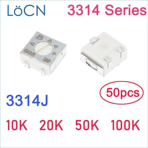 50PCS 3314J 4*4 10K 20K 50K 100K Trim Pot Trimmer Potentiometer 3314 3314J-1-103E 3314J-1-203E 3314J-1-503E variable BOURNS 4mm