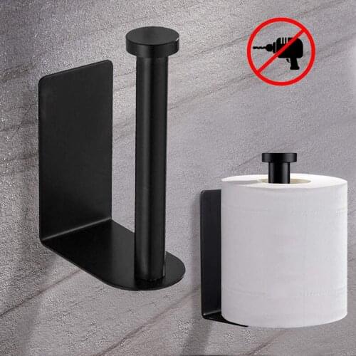 Toilet Paper Holder Wall Mounted Tissue Shelf Stainless Steel Black Bathroom Accessory Toilet Roll Holder