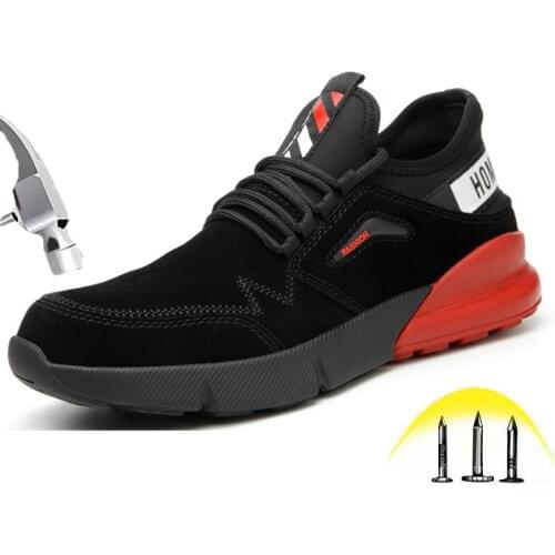Outdoor Steel toe Work Safety Shoes Mens Suede Waterproof Light Breathable Comfortable Indestructible Casual Safety Shoes