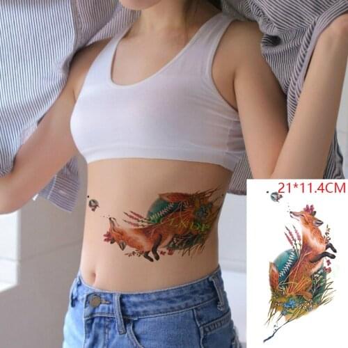 Waterproof Temporary Tattoo Stickers Wolf Colorful Fox Flower Back Arm Leg Fake Tatto Flash Tatoo Body Art for Women Men