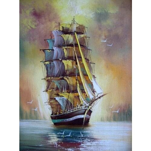 Sailboat scenery Embroidery for Needlework Crafts14CT Counted Unprinted Aida DIY Cross Stitch Kits Handmade Arts Wall Decor