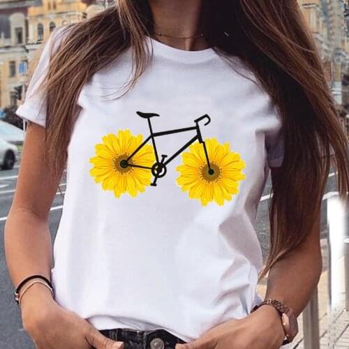 Women Sweet Sunflower Floral Cute Summer Spring 90s Casual Fashion Aesthetic Print Lovely Clothes Tops Tees Tshirt T-Shirt