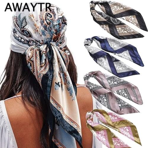 AWAYTR Fashion Head Scarf Leopard Print Satin Hair Bands for Girls Women Headband Scarfs Body Glitter Turban Bandanas Headwear