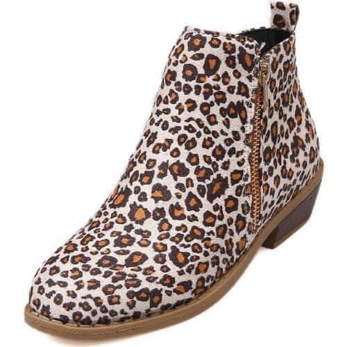 Women Shoes 2019 fashion Leopard Print Sexy Pointed Toe Ankle Boots High Heel Martin boots Lady Thick heel zipper booties W20-09