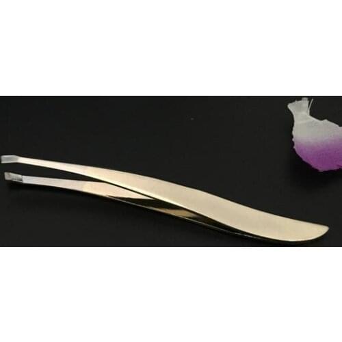 Hot Pro Pearl Gold Women Stainless Steel Hair Removal Eyebrow Tweezers Clip Beauty Makeup Tools