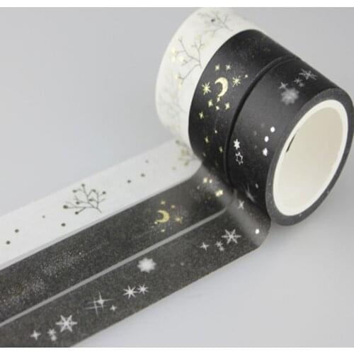 1 Pc / Pack Golden Silver Stars Washi Paper Masking Tapes 1.5cm X 5m Diy Scrapbooking Heart Stickers Gift Wrapping Sticker
