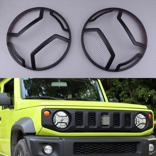 2pcs 18cm Iron Black Outer Front Headlight Lamp Cover Trim Moulding Fit For Suzuki Jimny 2019 2020