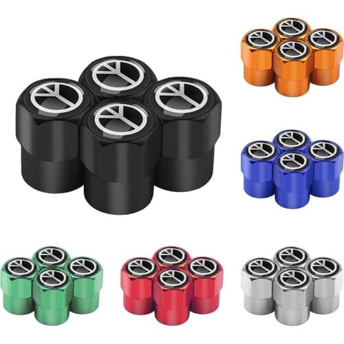 4Pcs Peace sign Tire Valve Stem Cap Tire Wheel Stem Air Valve Caps For AUDI BMW FORD TOYOTA MAZDA Lada Car-styling Accessories