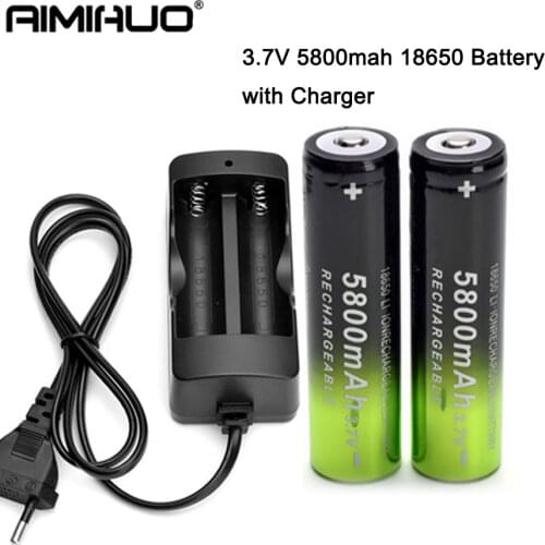 4pcs 18650 Batteries 3.7V 5800mAh 18650 Rechargeable Li-ion battery with charger for Led flashlight litio batery +1pc Charger