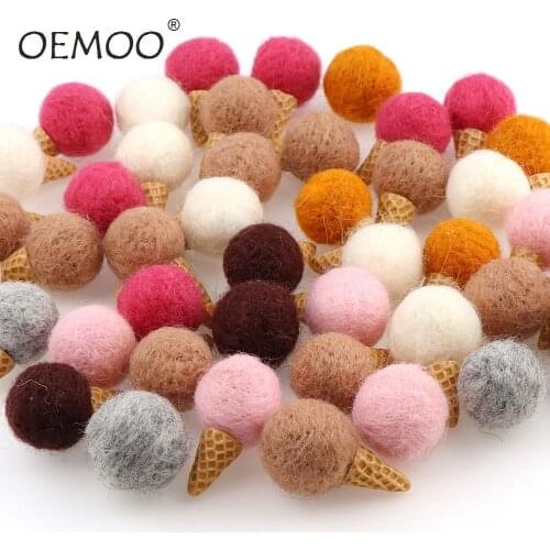 5pcs Wool Felt Ball Mini Wool Felt DIY Icecream Plush Toy Handmade Wool ball jewelry Hair Accessories Doll