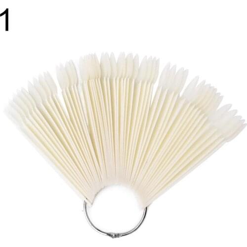 50Pc Fan-shape Nail Art Tips Polish Board Display Practice Sticks Manicure Tool Transparent Natural Fake Nail Tips Nail Art Tool