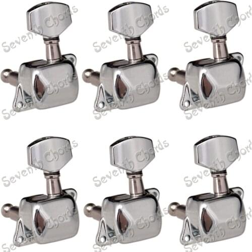6L Inline Semiclosed Left handed Electric Guitar Tuning Pegs Tuners Machine Heads. - 18mm Small Square Button (XFS-BFB-6L)