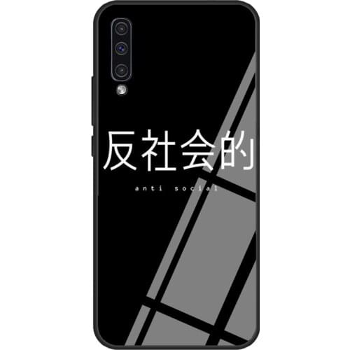 Anti Social Vaporwave Aesthetic Case For Samsung A72 A71 A51 A31 A40 A50 A70 A20e A21S A12 A32 A52 Tempered Glass Cover