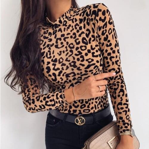BKLD Sexy Mesh Long Sleeve Sheer Shirt Women Clothes Harajuku 2020 Spring New Fashion Leopard Printed Fishnet Top Women Tshirts