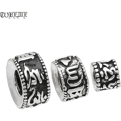 Handmade 925 silver om mani padme hum beads diy jewelry accessory spacer beads thai silver om beads