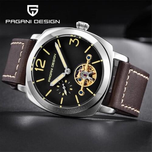 PAGANI Design Watch Luxury Brand Tourbillon Automatic Mens Mechanical Wristwatch Stainless Steel Bezel Leather Strap Waterproof