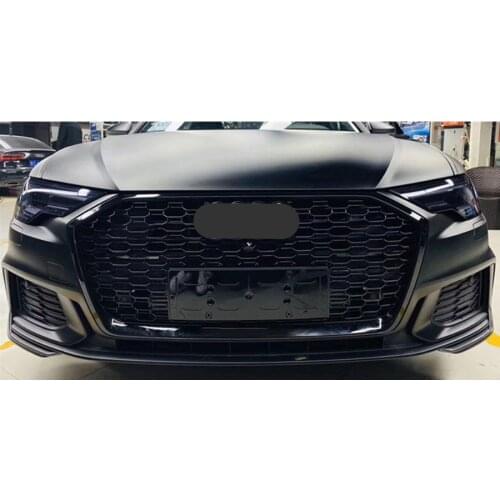 For RS6 Style Front Sport Hex Mesh Honeycomb Hood Grill Black for Audi A6/S6 C8 2019 2020 car-styling accessories