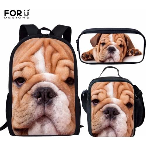 FORUDESIGNS 3pcs Shar-pei Dog Print School Backpack Children Book Bag Backpack For Teenager Student Satchel Rucksack Moclila