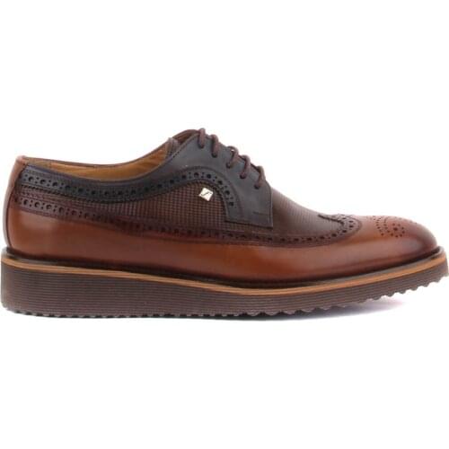 Fosco-Tan, Brown Leather Lace-Up Men Casual Shoes