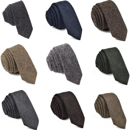 VOBOOM Tie for Men Wool Blend Herringbone Necktie 8cm Wedding Party 06