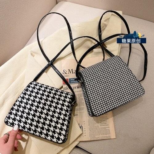 Women Bag Canvas Casual Houndstooth Zipper & Hasp Soft Shoulder Bag Handbag Pures And Bags Crossbody Simple Women Bag