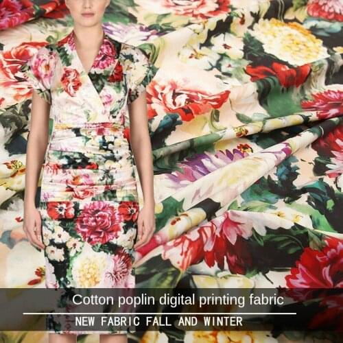 Italian Luxury Brand Natural 100% Cotton Poplin Printed Fabric Cloth for Dress by the meter Sewing Material