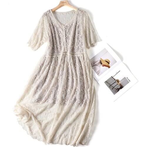 Lamtrip Full Embroidery Two Pieces Lace Dress 2021 Summer