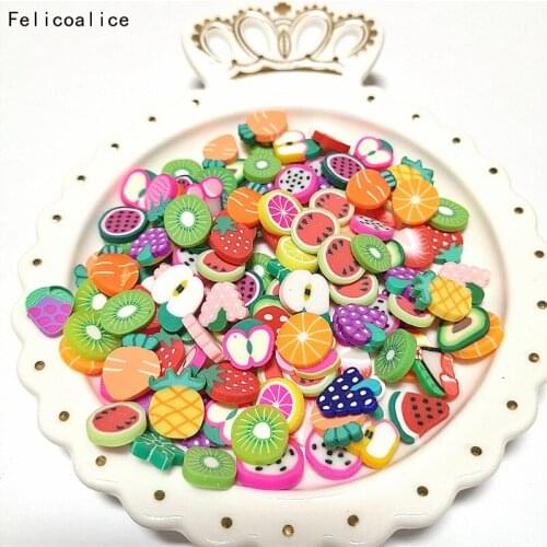 20g Hot Soft Fruits Polymer Clay Sprinkles Watermelon Strawberry Pitaya Lemon Grape Apple Kiwi Klei Mud Particles for Slime
